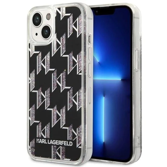 Калъф за iPhone 14 Plus - Karl Lagerfeld Hardcase Liquid Glitter (KLHCP14MLMMNMK) - монограм