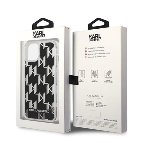 Калъф за iPhone 14 Plus - Karl Lagerfeld Hardcase Liquid Glitter (KLHCP14MLMMNMK) - монограм