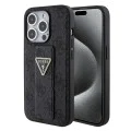 Калъф за iPhone 15 Pro - Guess Grip Stand 4G Triangle Triangle Strass (GUHCP15LPGS4TDK) - Черен