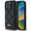 Калъф за iPhone 16 Pro - Guess Quilted Metal Logo (GUHCP16LPSQSQQSK) - черен