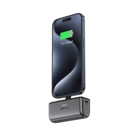 Външна батерия – Acefast (M9-5000) – 2x Type-C, PD20W, 5000mAh, LED индикатор, сгъваем щепсел, с Type-C кабел 0.3m – Черен
