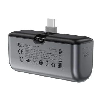 Външна батерия – Acefast (M9-5000) – 2x Type-C, PD20W, 5000mAh, LED индикатор, сгъваем щепсел, с Type-C кабел 0.3m – Черен