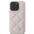 Калъф за iPhone 16 Pro - Guess Quilted Metal Logo (GUHCP16LPSQQSQSP) - Розов