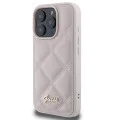 Калъф за iPhone 16 Pro - Guess Quilted Metal Logo (GUHCP16LPSQQSQSP) - Розов