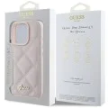 Калъф за iPhone 16 Pro - Guess Quilted Metal Logo (GUHCP16LPSQQSQSP) - Розов