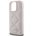 Калъф за iPhone 16 Pro - Guess Quilted Metal Logo (GUHCP16LPSQQSQSP) - Розов