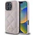 Калъф за iPhone 16 Pro - Guess Quilted Metal Logo (GUHCP16LPSQQSQSP) - Розов