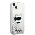 Калъф за iPhone 14 Plus - Karl Lagerfeld Hardcase Glitter (KLHCP14MLNCHCS) - Silver Choupette Head
