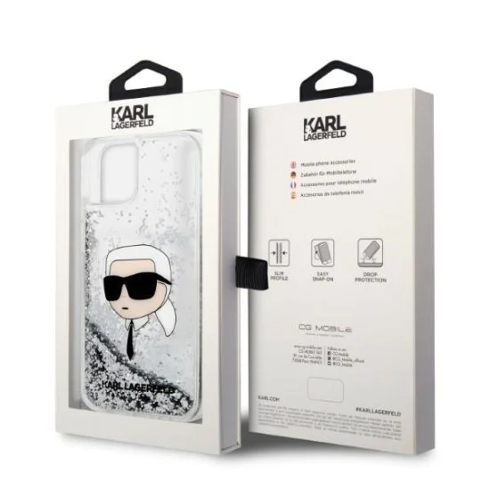 Калъф за iPhone 14 Plus - Karl Lagerfeld Hardcase Glitter (KLHCP14MLNKKHCH) - Karl Head