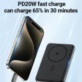 Външна батерия – Acefast (M6-10000) – магнитна, със стойка, Type-C, 10000mAh, 38.5Wh, 20W, LED светлина, компактна – Черен