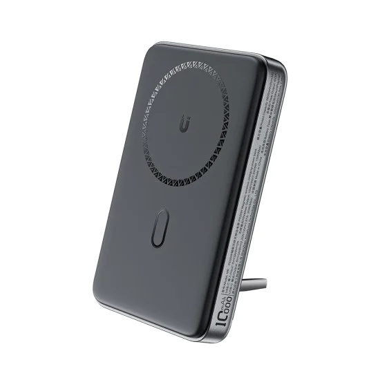 Външна батерия – Acefast (M6-10000) – магнитна, със стойка, Type-C, 10000mAh, 38.5Wh, 20W, LED светлина, компактна – Черен