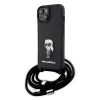 Калъф за iPhone 15 - Karl Lagerfeld Saffiano Crossbody (KLHCP15SSASKKNPSK) - монограм метална игла Karl
