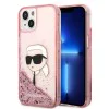Калъф за iPhone 14 Plus - Karl Lagerfeld Hardcase Glitter (KLHCP14MLNNKHCHCP) - Pink Karl Head