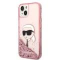 Калъф за iPhone 14 Plus - Karl Lagerfeld Hardcase Glitter (KLHCP14MLNNKHCHCP) - Pink Karl Head