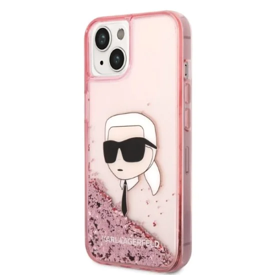 Калъф за iPhone 14 Plus - Karl Lagerfeld Hardcase Glitter (KLHCP14MLNNKHCHCP) - Pink Karl Head