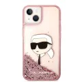 Калъф за iPhone 14 Plus - Karl Lagerfeld Hardcase Glitter (KLHCP14MLNNKHCHCP) - Pink Karl Head