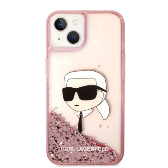Калъф за iPhone 14 Plus - Karl Lagerfeld Hardcase Glitter (KLHCP14MLNNKHCHCP) - Pink Karl Head