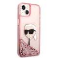Калъф за iPhone 14 Plus - Karl Lagerfeld Hardcase Glitter (KLHCP14MLNNKHCHCP) - Pink Karl Head