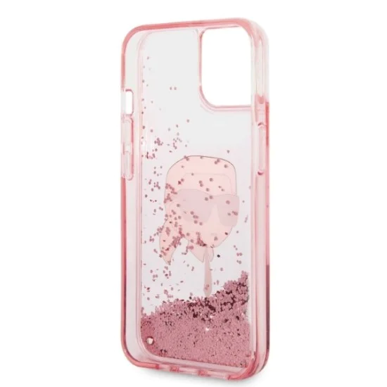 Калъф за iPhone 14 Plus - Karl Lagerfeld Hardcase Glitter (KLHCP14MLNNKHCHCP) - Pink Karl Head