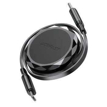 Кабел за данни C13-03 – Acefast, Type-C към Type-C, 60 W, кабел за данни за зареждане с двойно прибиране, бързо зареждане, 0,8 м – черен