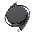 Кабел за данни C13-03 – Acefast, Type-C към Type-C, 60 W, кабел за данни за зареждане с двойно прибиране, бързо зареждане, 0,8 м – черен