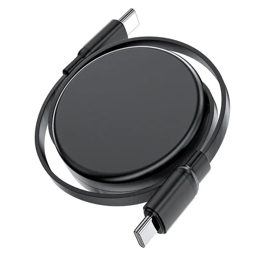 Кабел за данни C13-03 – Acefast, Type-C към Type-C, 60 W, кабел за данни за зареждане с двойно прибиране, бързо зареждане, 0,8 м – черен