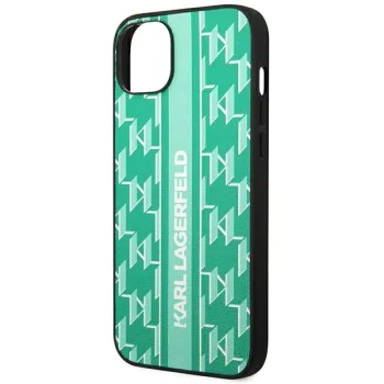 Калъф за IPhone 14 Plus - Karl Lagerfeld Hardcase Monogram (KLHCHCP14MPGKKLSKN) - Зелена лента