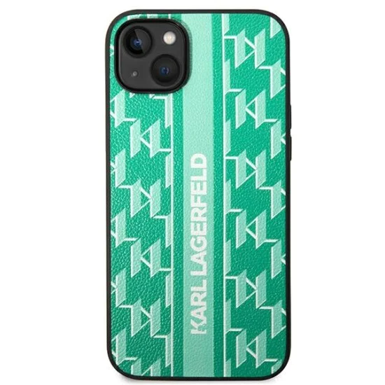 Калъф за IPhone 14 Plus - Karl Lagerfeld Hardcase Monogram (KLHCHCP14MPGKKLSKN) - Зелена лента