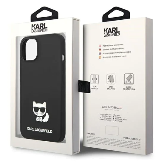 Калъф за iPhone 14 Plus - Karl Lagerfeld Silicone (KLHCP14MSLCTBK) - Choupette Body