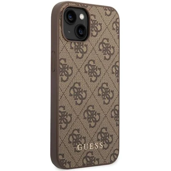 Калъф за iPhone 15 Plus - Guess Hardcase 4G Metal Gold Logo (GUHCP15MG4GFBR) - Кафяв