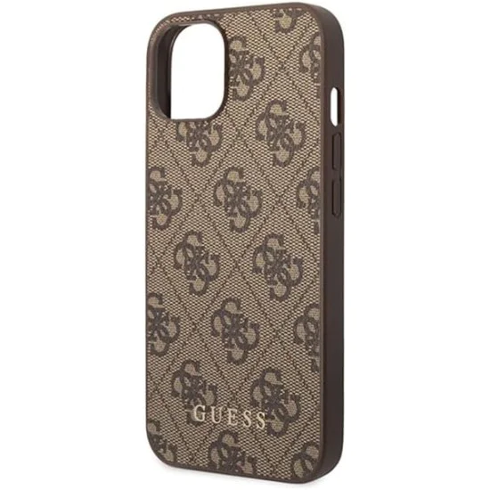 Калъф за iPhone 15 Plus - Guess Hardcase 4G Metal Gold Logo (GUHCP15MG4GFBR) - Кафяв