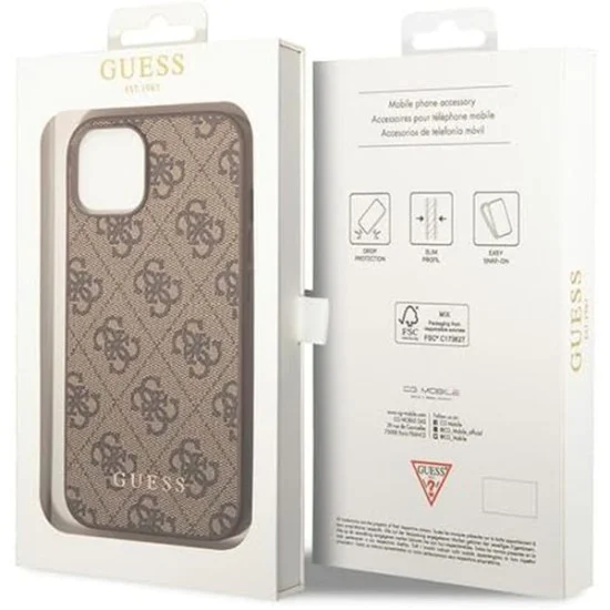 Калъф за iPhone 15 Plus - Guess Hardcase 4G Metal Gold Logo (GUHCP15MG4GFBR) - Кафяв