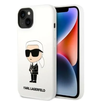 Калъф за iPhone 14 Plus - Karl Lagerfeld Silicone (KLHCP14MSNIKBCH) - Бял Иконик