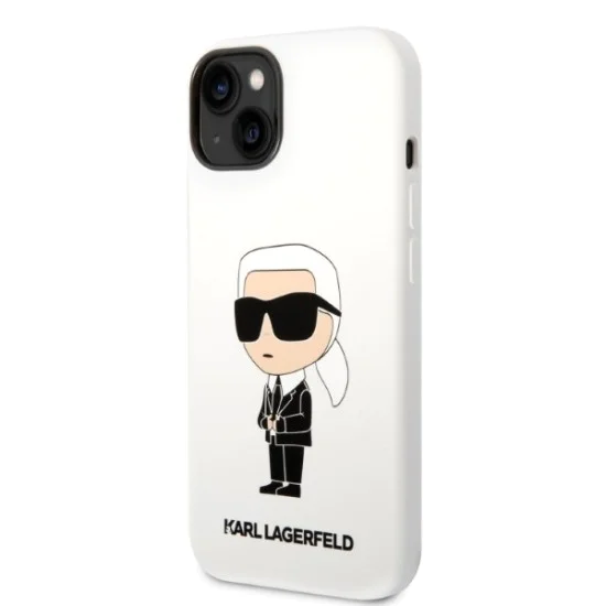 Калъф за iPhone 14 Plus - Karl Lagerfeld Silicone (KLHCP14MSNIKBCH) - Бял Иконик