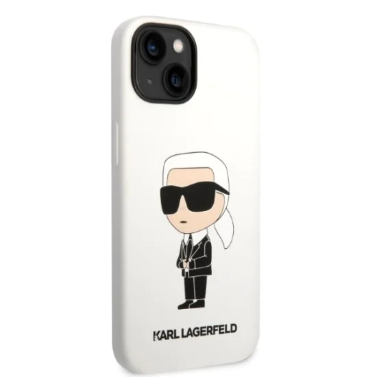 Калъф за iPhone 14 Plus - Karl Lagerfeld Silicone (KLHCP14MSNIKBCH) - Бял Иконик