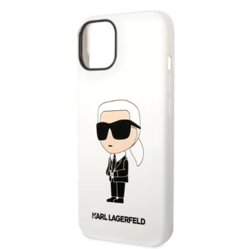 Калъф за iPhone 14 Plus - Karl Lagerfeld Silicone (KLHCP14MSNIKBCH) - Бял Иконик