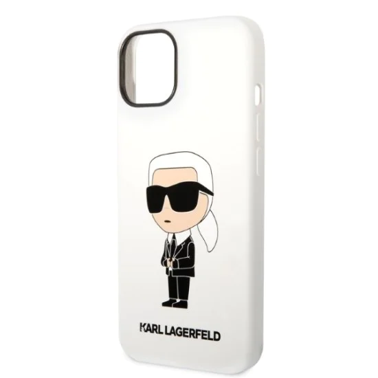 Калъф за iPhone 14 Plus - Karl Lagerfeld Silicone (KLHCP14MSNIKBCH) - Бял Иконик
