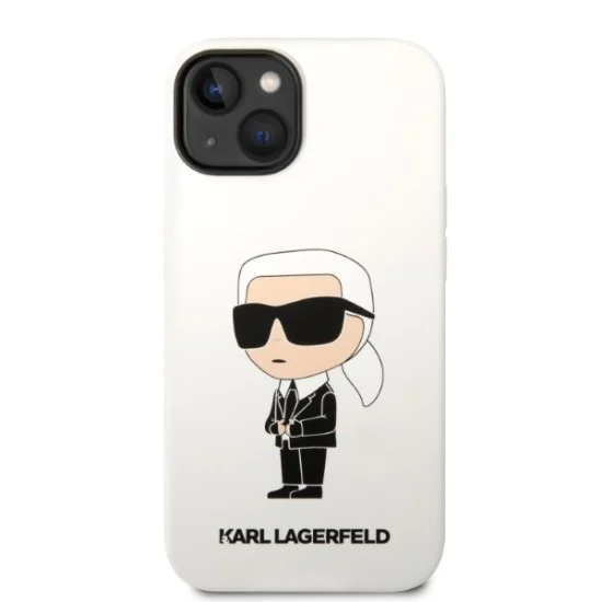 Калъф за iPhone 14 Plus - Karl Lagerfeld Silicone (KLHCP14MSNIKBCH) - Бял Иконик