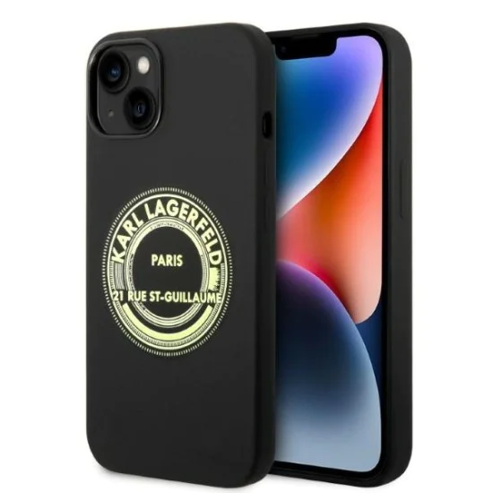 Калъф за iPhone 14 Plus - Karl Lagerfeld Silicone (KLHCP14MSRSGRGRCK) - Черен RSG