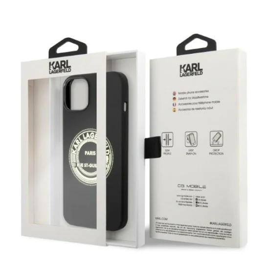 Калъф за iPhone 14 Plus - Karl Lagerfeld Silicone (KLHCP14MSRSGRGRCK) - Черен RSG
