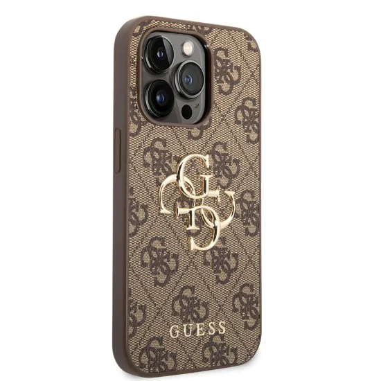 Калъф за iPhone 15 Pro - Guess Hardcase 4G Big Metal Logo - Кафяв