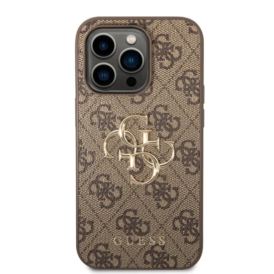Калъф за iPhone 15 Pro - Guess Hardcase 4G Big Metal Logo - Кафяв