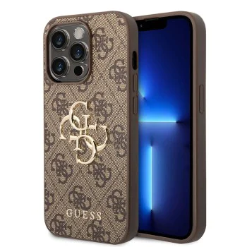 Калъф за iPhone 15 Pro - Guess Hardcase 4G Big Metal Logo - Кафяв