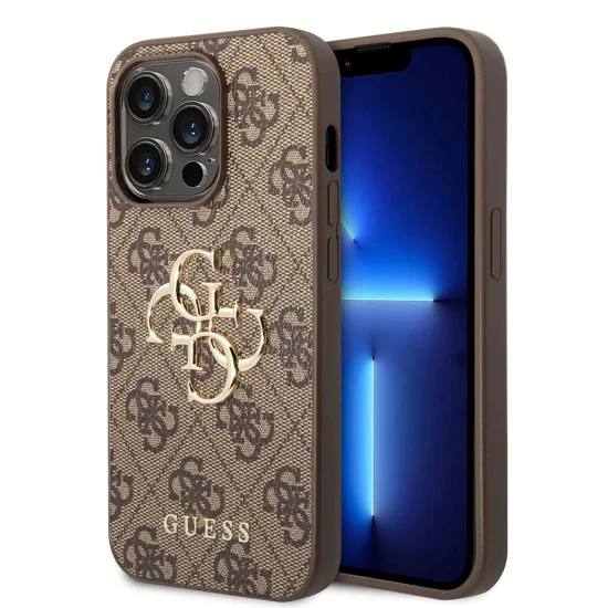 Калъф за iPhone 15 Pro - Guess Hardcase 4G Big Metal Logo - Кафяв