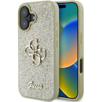 Калъф за iPhone 16 Plus - Guess Glitter Fixed Big 4G (GUHCP16MHG4SGGD) - Златен