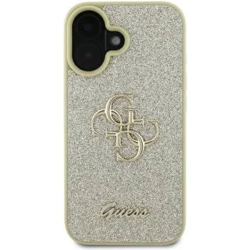 Калъф за iPhone 16 - Guess Glitter Fixed Big 4G (GUHCP16SHG4SGGD) - Златен