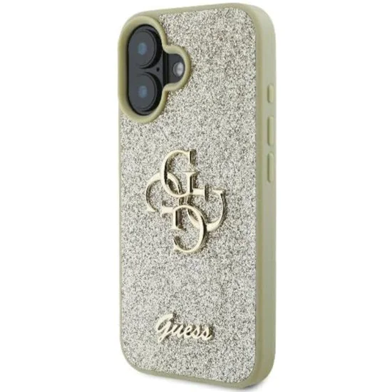 Калъф за iPhone 16 - Guess Glitter Fixed Big 4G (GUHCP16SHG4SGGD) - Златен