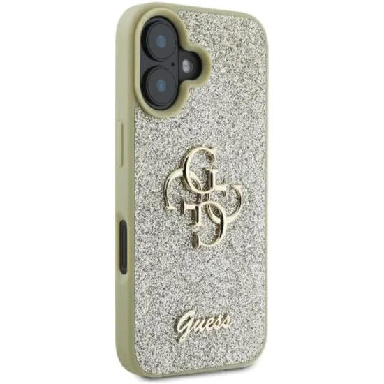 Калъф за iPhone 16 - Guess Glitter Fixed Big 4G (GUHCP16SHG4SGGD) - Златен