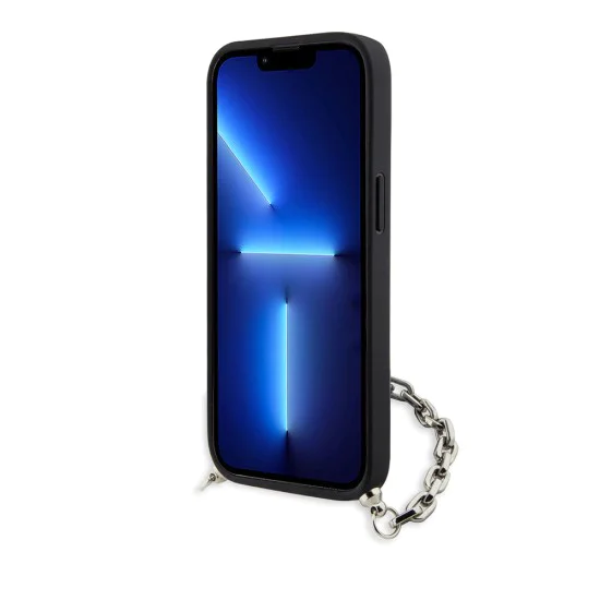 Калъф за iPhone 14 - Karl Lagerfeld Saffiano Monogram Chain (KLHCP14SSACKLHPK) - Черен