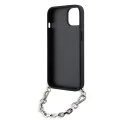 Калъф за iPhone 14 - Karl Lagerfeld Saffiano Monogram Chain (KLHCP14SSACKLHPK) - Черен